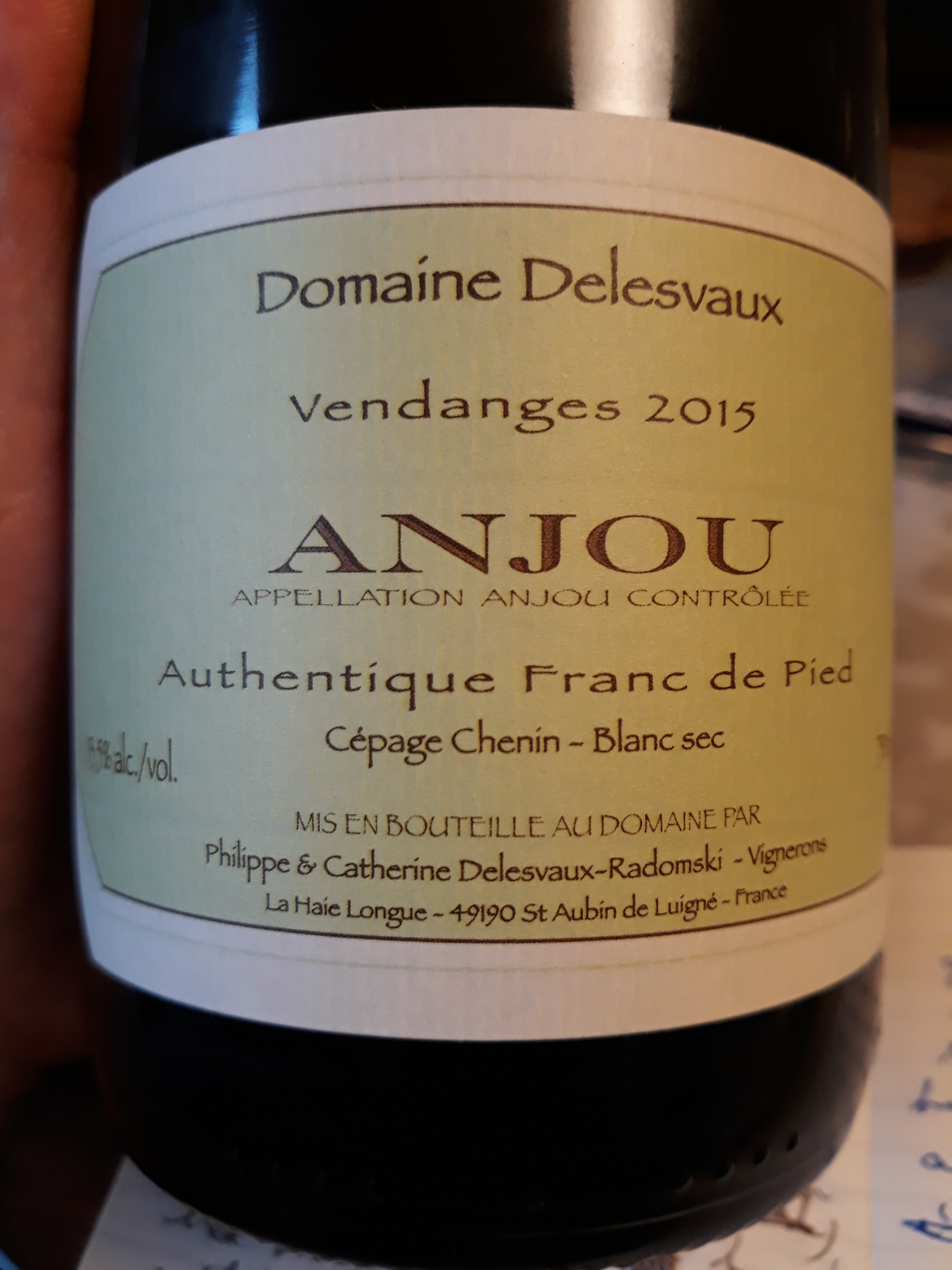 Anjou "Authentique Franc de Pied" 2015 - Domaine Delesvaux
