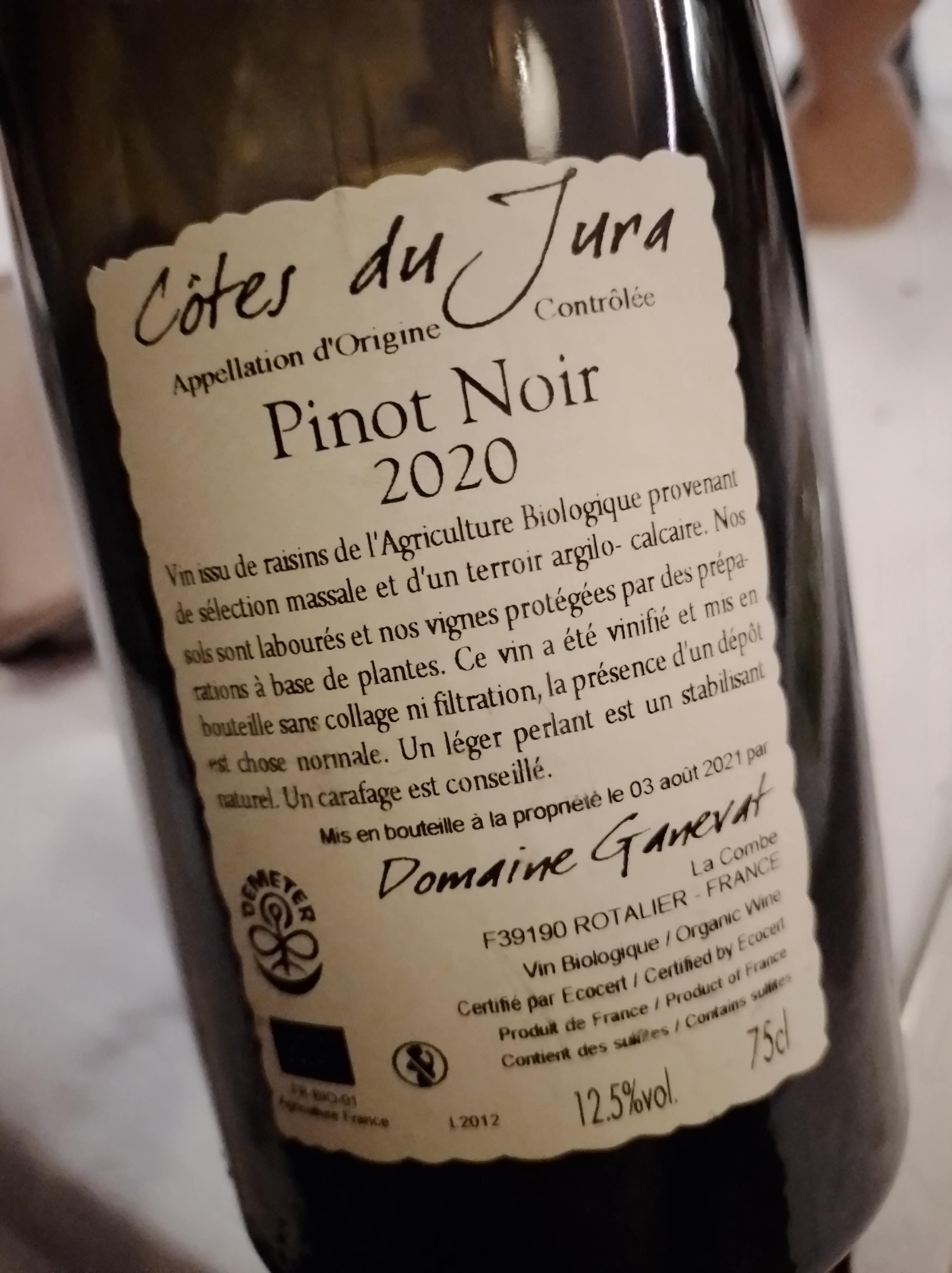 Pinot Noir 2020 Ganevat